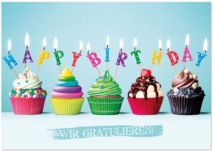 Bunte Geburtstagsgl Ckwunschkarte Happy Birthday Mit Leckeren Cupcake