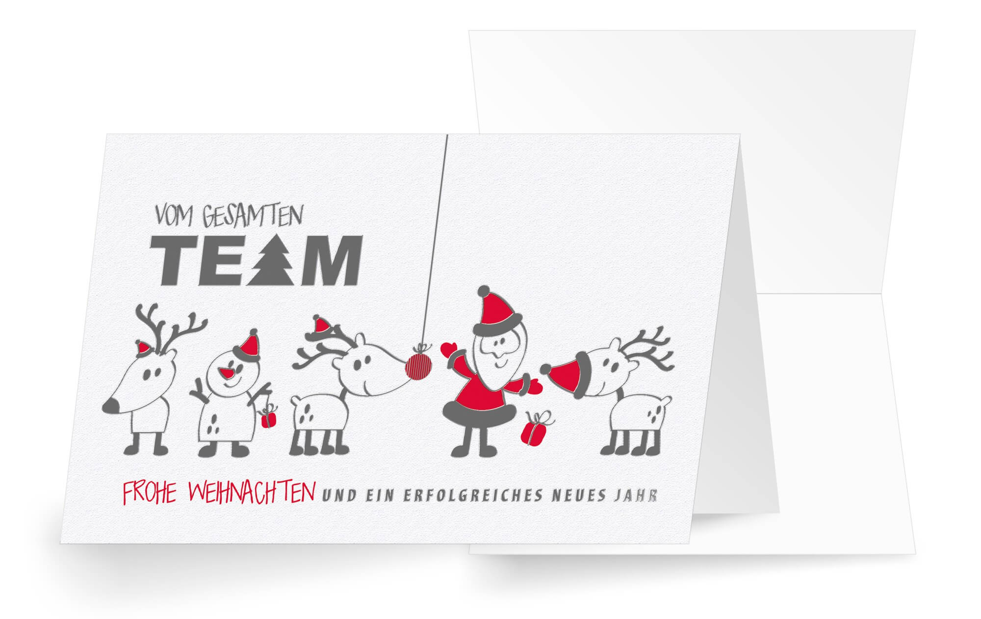 Fröhliche Team-Weihnachtskarte mit Spendenanteil zugunsten Ärzte ohne Grenzen