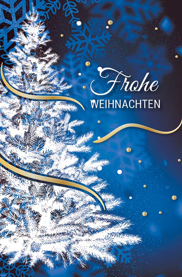 Blaue Weihnachtskarte mit gutem Zweck zugunsten dem Deutschen Kinderschutzbund