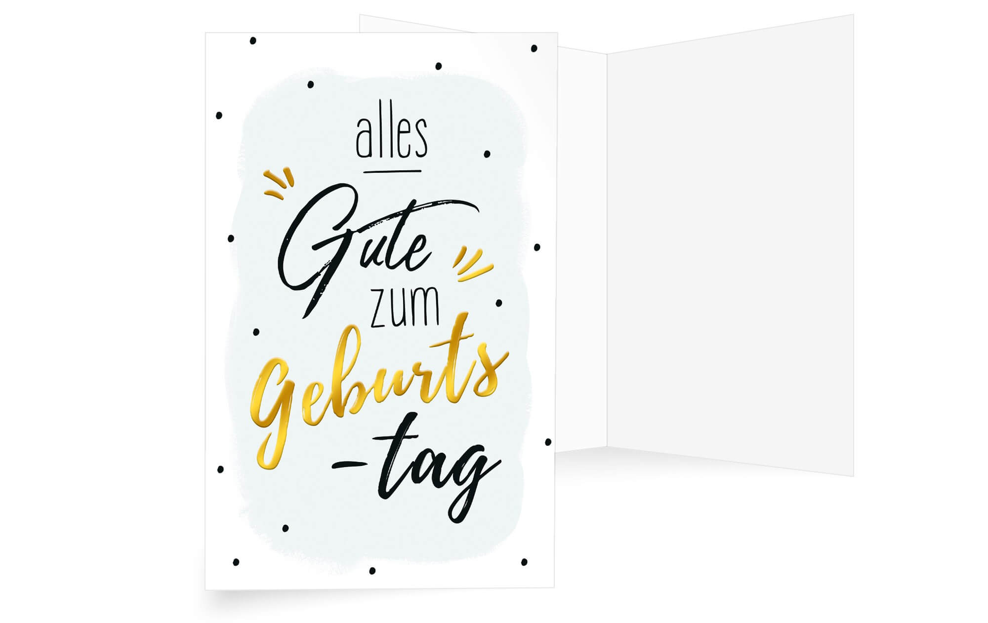 Glückwunschgrußkarte zum Geburtstag mit goldener Folienprägung im Hochformat