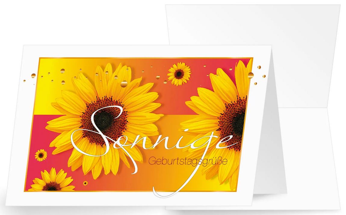 Spenden-Glückwunschkarte zum Geburtstag mit Sonnenblumen zugunsten Ärzte ohne Grenzen