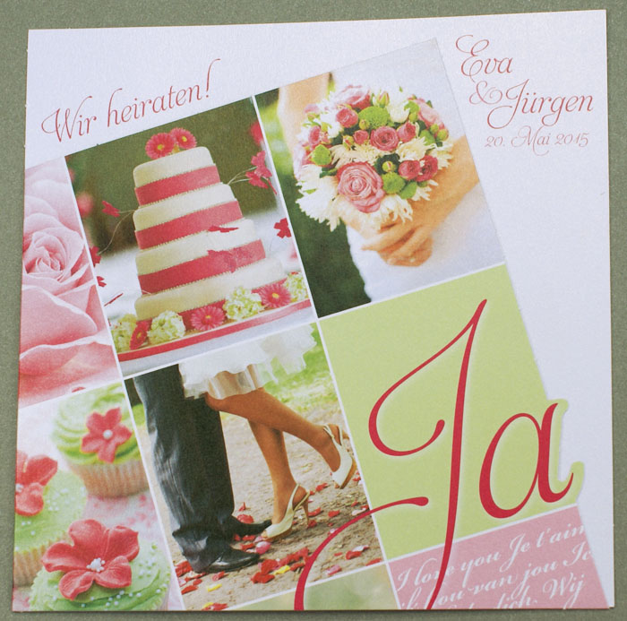 Hochzeitskarte mit farbigem Motivdruck quadratisch Ja ba723081