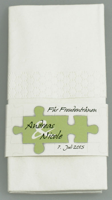 Taschentuchbanderole metallic mit Puzzleteilen swtt1274