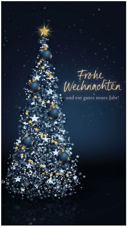 Praktische Weihnachtskarte im handlichen Kleinformat mit Weihnachtsbaum aus Sternen