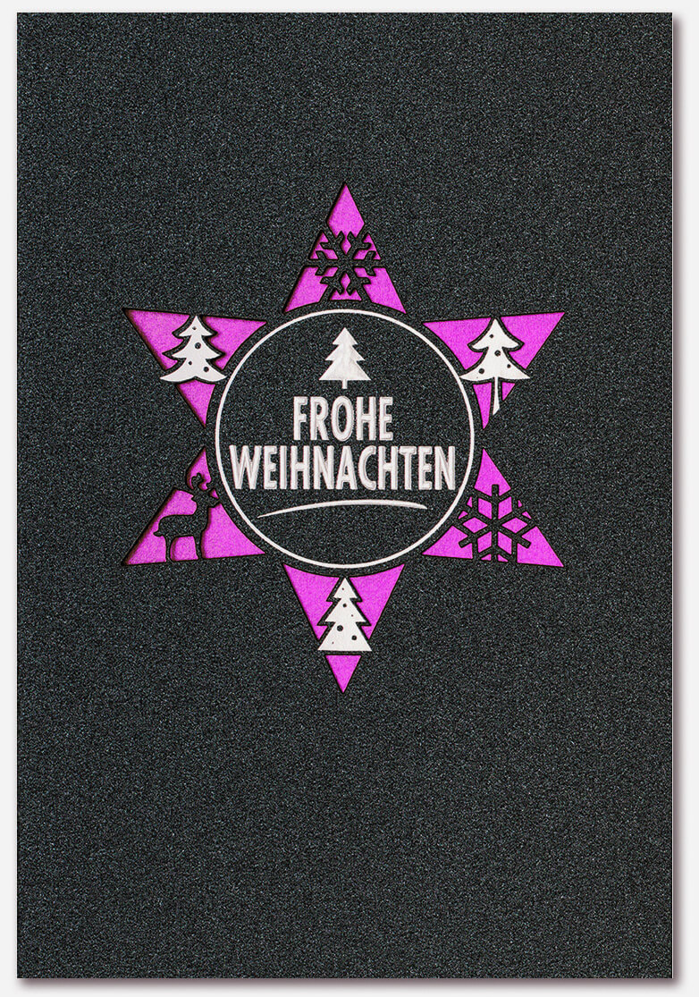 Weihnachtskarte mit Motiven - Einleger magenta