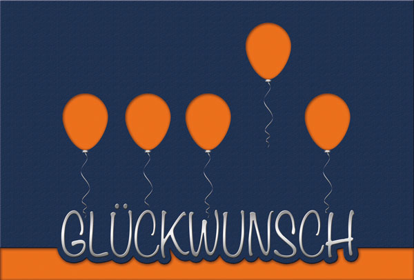 Witzige Glückwunschkarte mit Luftballons, Glückwunsch und frei wählbarem Einleger