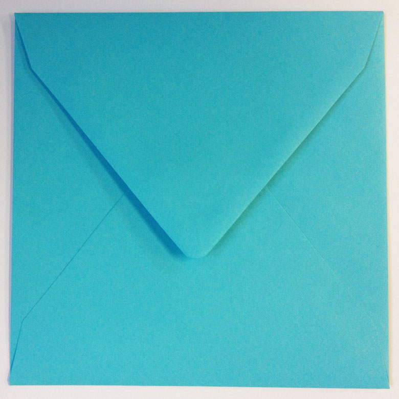 Briefumschlag 15x15 cm blau, quadratisch mit Nassklebung