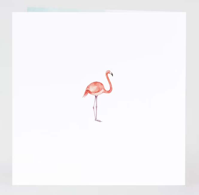 Rückseite der Baby Geburts-Karte mit Flamingo