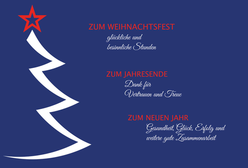 Geschäftliche Weihnachtskarte mit Weihnachtsbaum und geschäftlichem Text