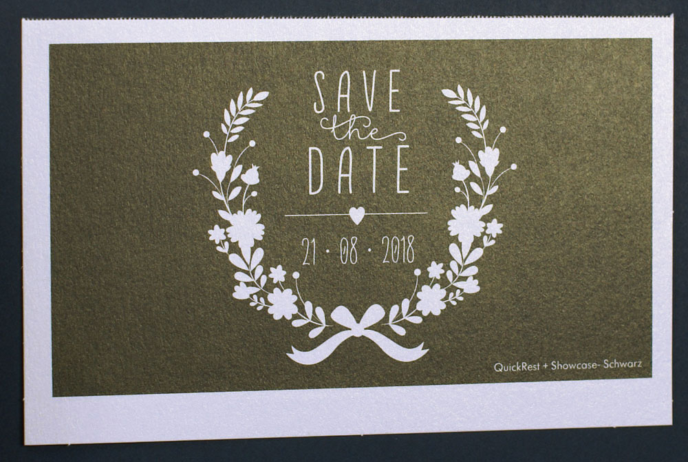 Blankokarte/Save the Date Karte 13,5x8,5 cm eisgold met. 2 Stk