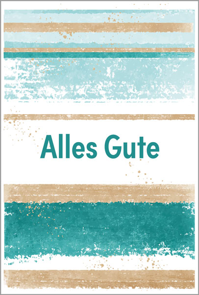 Universal-Glückwunschkarte für viele Anlässe mit Schriftzug "Alles Gute" und mint-braunem Farbdruck