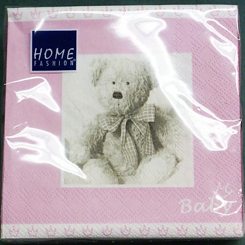 20 Servietten Geburt/Taufe Teddybär rosa 25x25 cm id110735