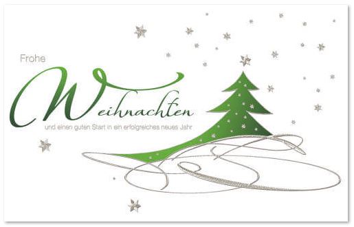 Firmenspendenkarte mit Weihnachtsgruß und modernem Baum zugunsten der DKKS