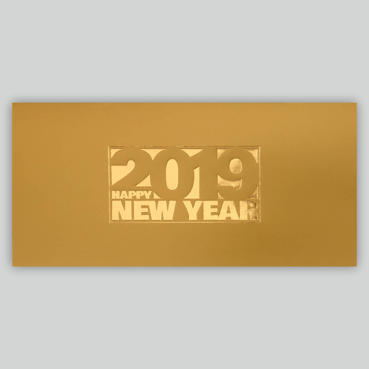 Goldene Neujahrs-Grußkarte mit Gold-Folienprägung 2019 HAPPY NEW YEAR