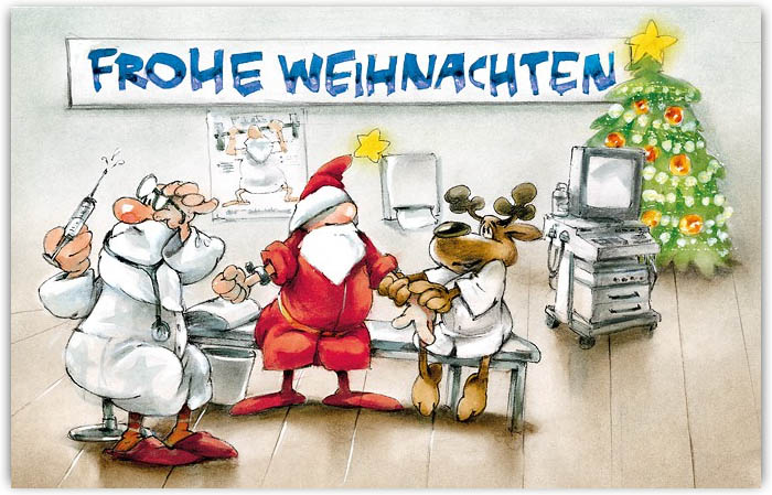 Lustige Weihnachtsbranchenkarte für Ärzte, Allgemeinmedizin und Internisten mit "Frohe Weihnachten"