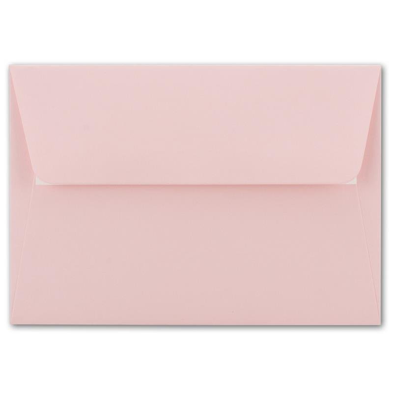 Zugeklappter Briefumschlag B6 17,6 x 12,5 cm in rosa mit Haftklebung