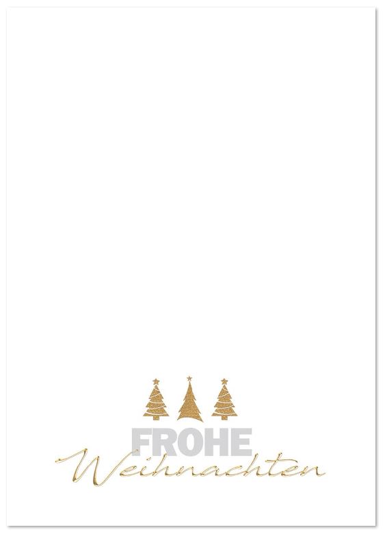 Weihnachtliches Briefpapier mit "Frohe Weihnachten" und goldenen Weihnachtsbäumen, A4