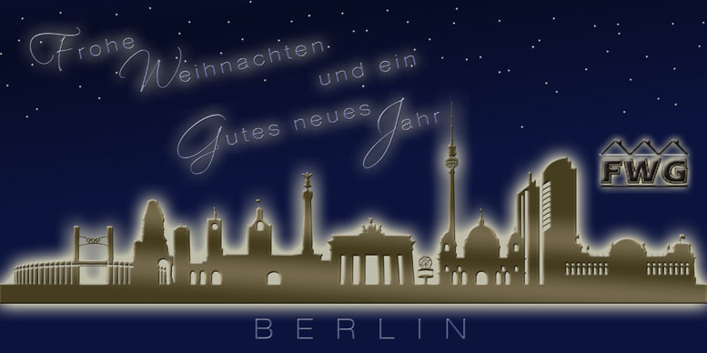 Berlin Skyline Weihnachtskarte - Variante mit optionalem Logodruck