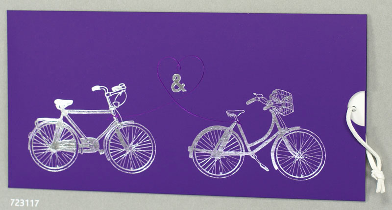 Hochzeitskarte lila Fahrrad Tandem Herz &-Zeichen ba723117