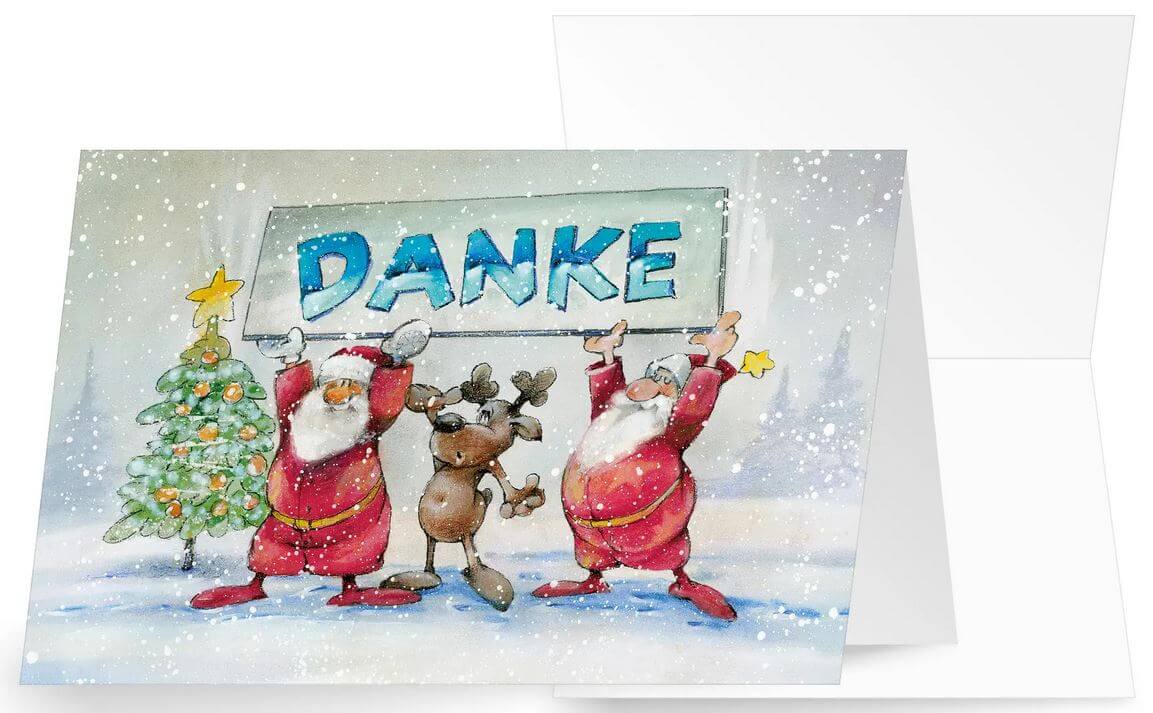 Lustige Weihnachts-Dankeskarte mit Spendenanteil zugunsten Ärzte ohne Grenzen