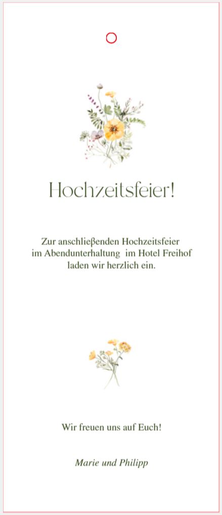 Mustertext für den Einladungstext zur Hochzeit von floraler Einladungskarte als Fächerkarte