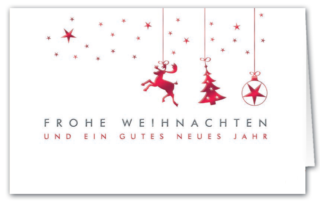 Weihnachtskarte mit weihnachtlichen Motiven in rot und weiß mit Spendenanteil Ärzte ohne Grenzen e.V.