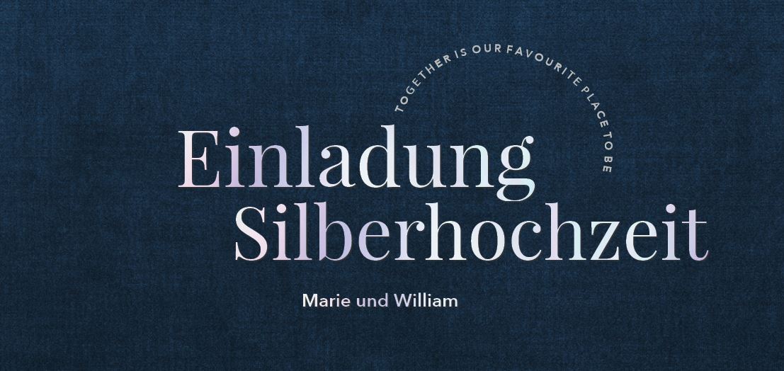 Stilvoll-elegante Einladungskarte mit holografisch-silberner Folienprägung zur Silberhochzeit