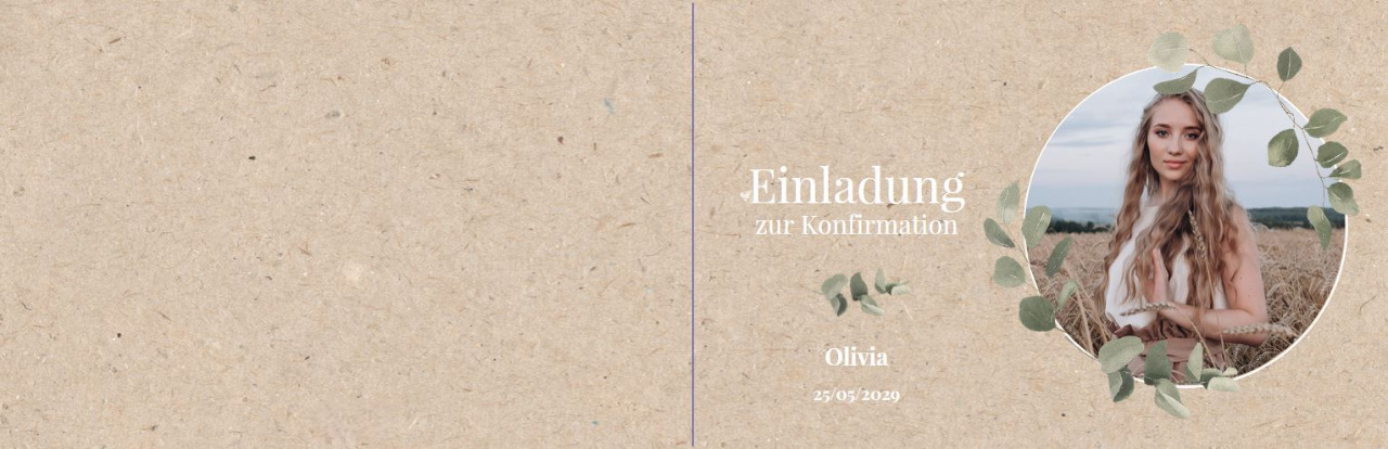 Vorderseite und Rückseite in naturbraunem Eco-Design mit eigenem Bild und floralem Druck