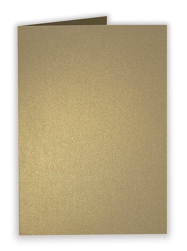 Goldene Klappkarte / Blankokarte 110x170 mm aus 250g goldenem Metallickarton