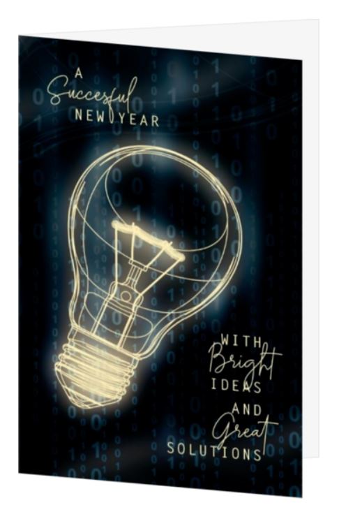 Spenden-Neujahrskarte "A successful new year with bright ideas und great solutions" für MISEREOR