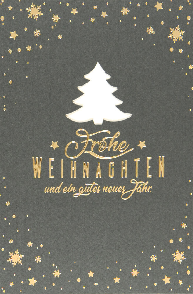 Dunkelgrüne Weihnachtskarte zugunsten der Peter Maffay Stiftung mit Goldprägung