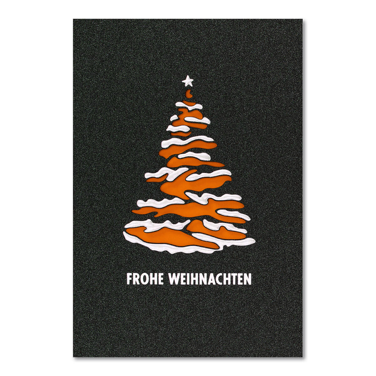 Weihnachtskarte mit Weihnachtsbaum - Einleger orange