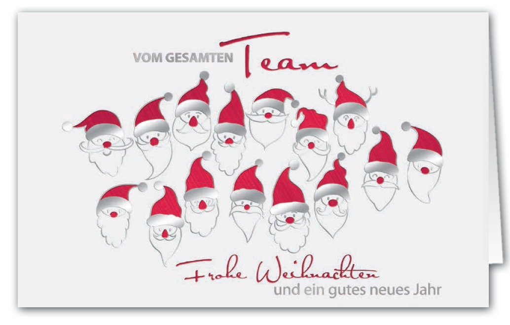 Aerzte ohne Grenzen Weihnachtskarte im lustigen Stil mit Firmengrüßen vom gesamten Team