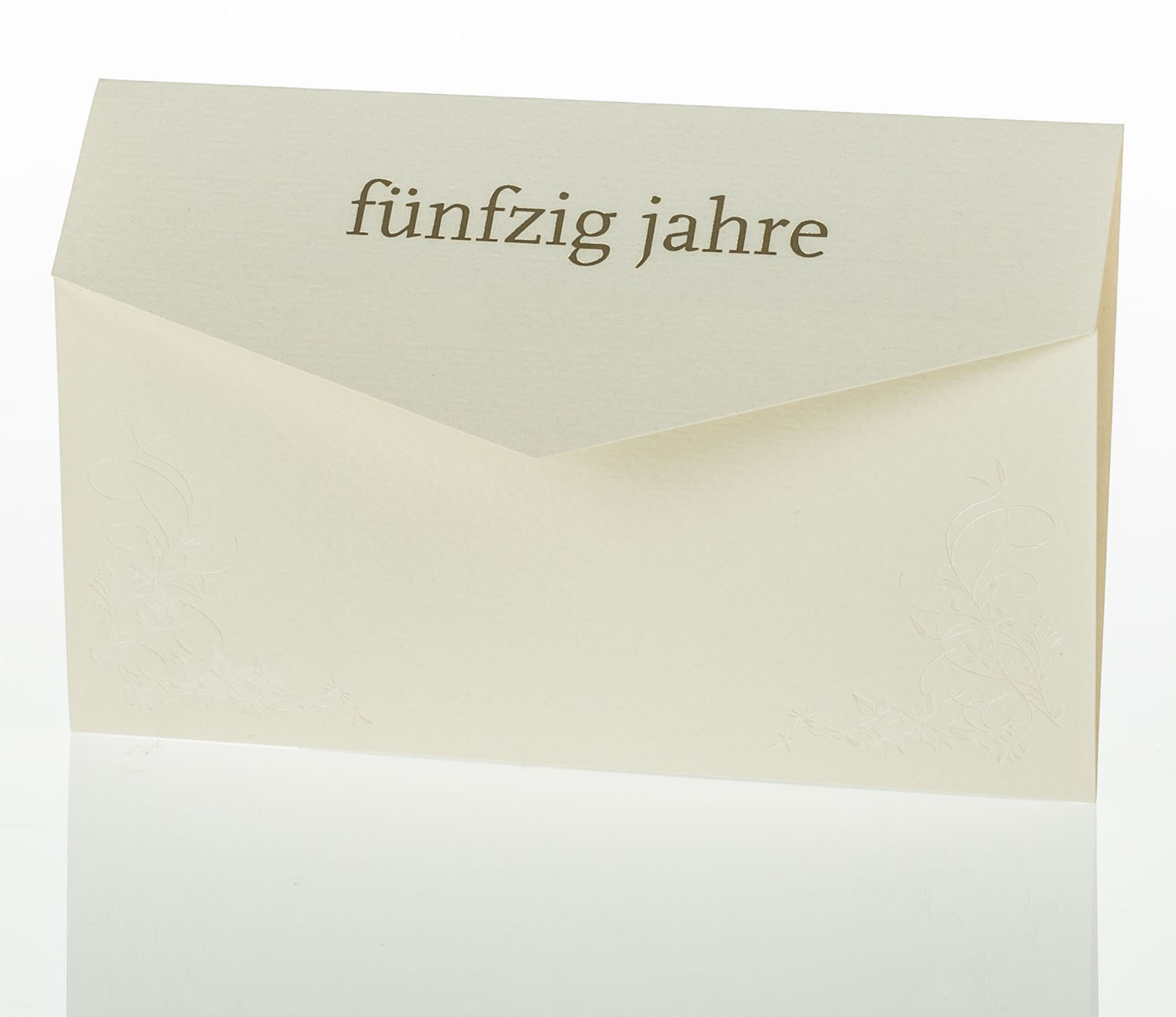 Jubiläumskarte creme metallic mit Ornamenten und optionalem Schriftzug