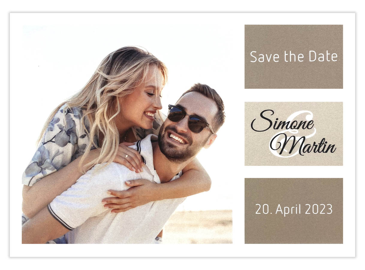 Save the Date Karte Cappucino mit eigenen Fotos