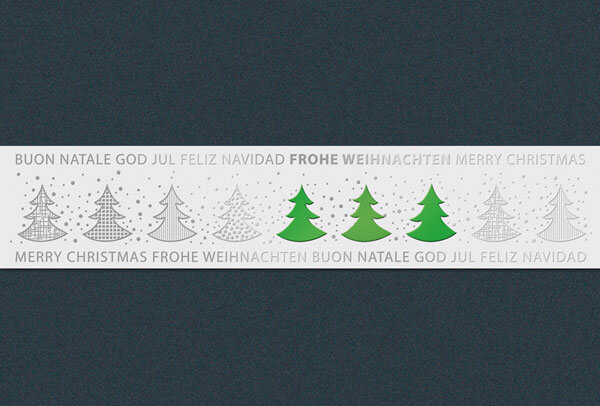 Weihnachtskarte dunkelgrau metallic mit Banderole