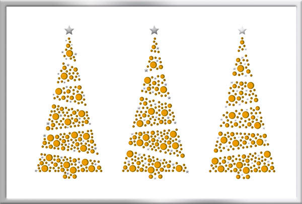 Weiße Weihnachtskarte mit Laserstanzung, Silberfolienprägung und orangenem Falteinleger innen