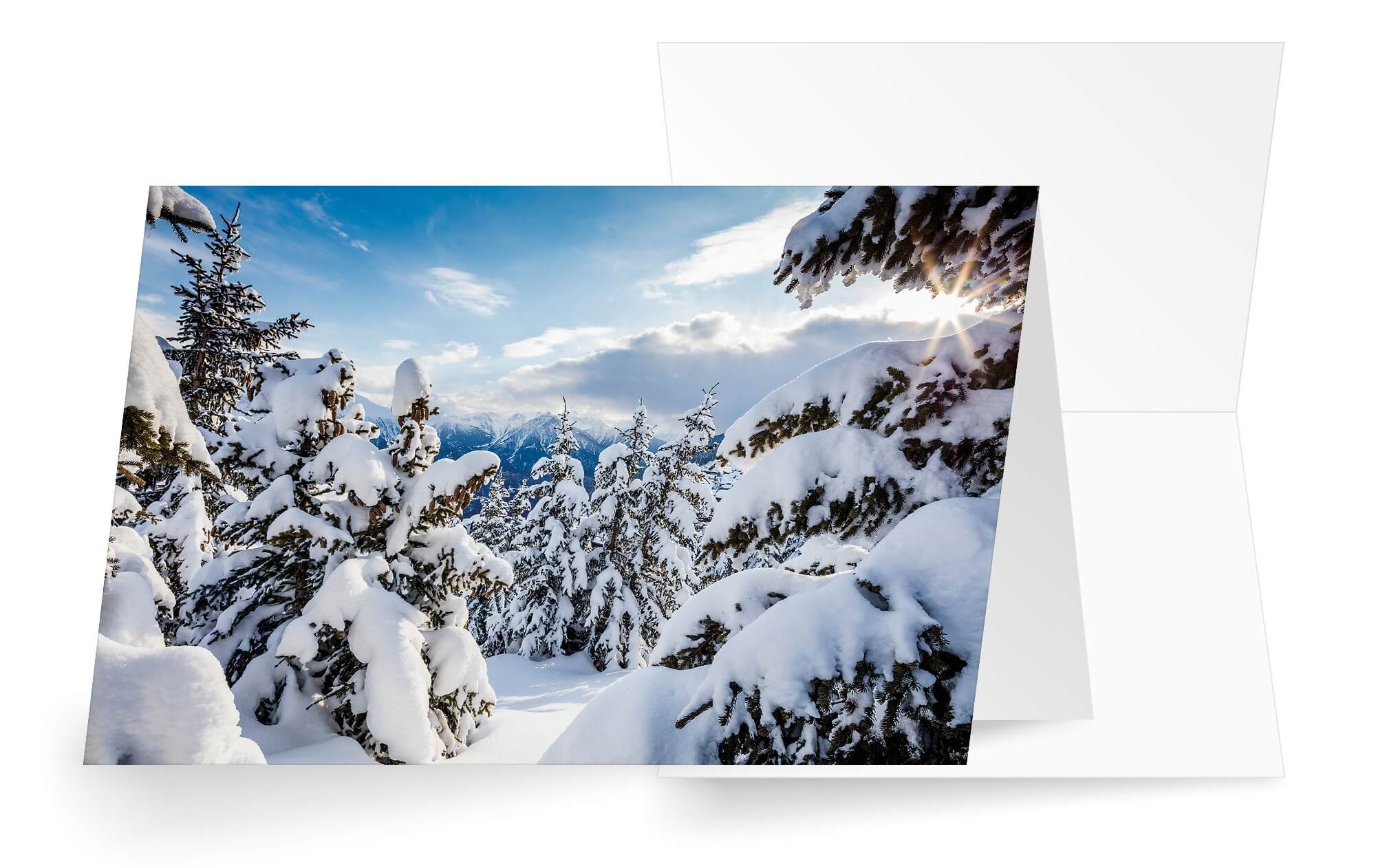 Winterliche Weihnachtskarte "Verschneiter Wald" mit Naturlandschaft ohne Weihnachtsgruß