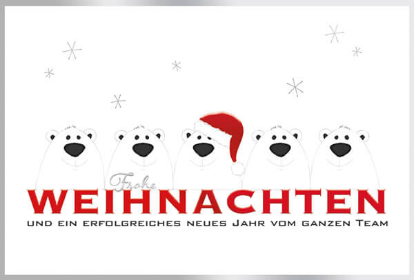 Lustige Weihnachtskarte mit Eisbären - Teamkarte