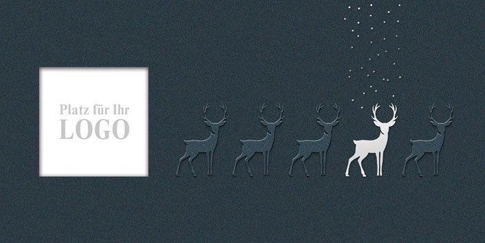 Logo-Weihnachtskarte mit Silber- und Blindprägung im DIN lang Format