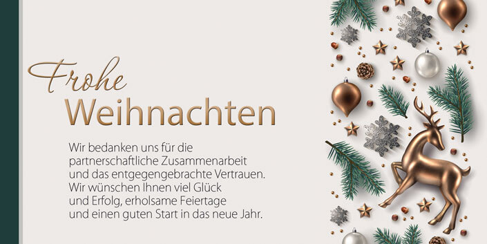 Geschäftliche Weihnachtskarte mit Dank für Vertrauen und Zusammenarbeit und Weihnachtsgruß