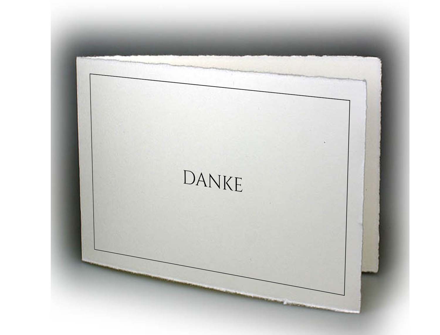 Bütten-Dankkarte 171x116mm nach Trauerfall mit "Danke" und schwarzer Umrandung, inkl. Büttenkuvert