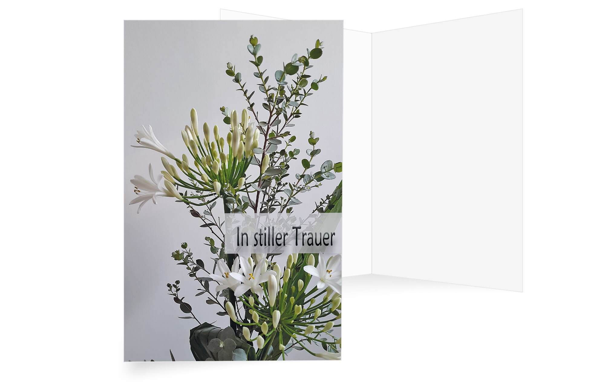 Florale Trauerkarte mit Spruch "In stiller Trauer" als Kondolenzkarte