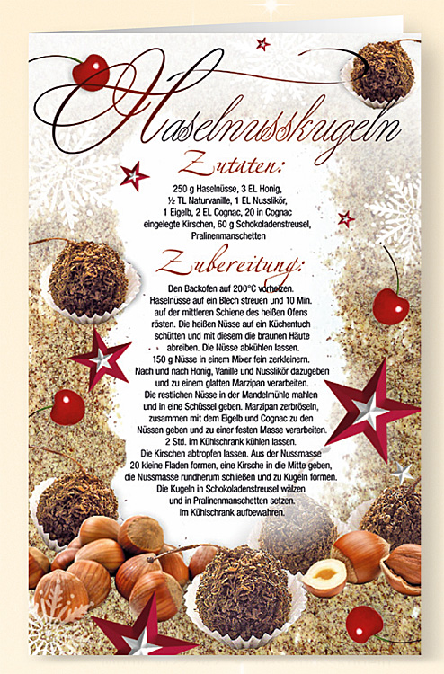 Rezept-Duft-Weihnachtskarte Haselnusskugeln weihnachtlich Zimt