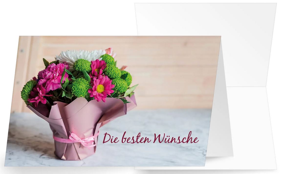 Florale Glückwunschgrußkarte mit Blumenstrauß mit Spendenanteil für Ärzte ohne Grenzen