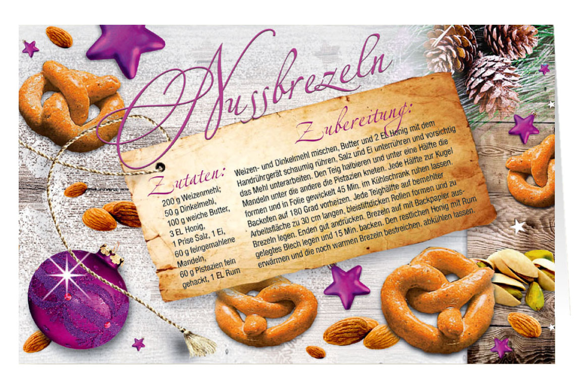 Rezept-Duft-Weihnachtskarte Nussbrezeln mit Zimt-Duft