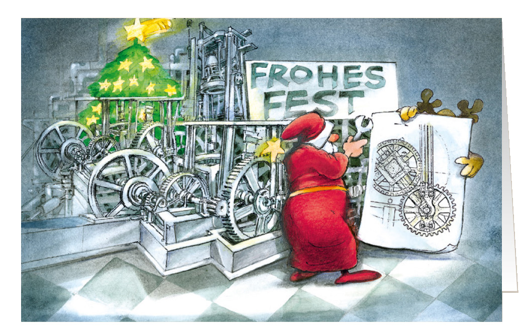 Weihnachtskarte Branchenkarte Maschinenbau Konstruktion Frohes Fest