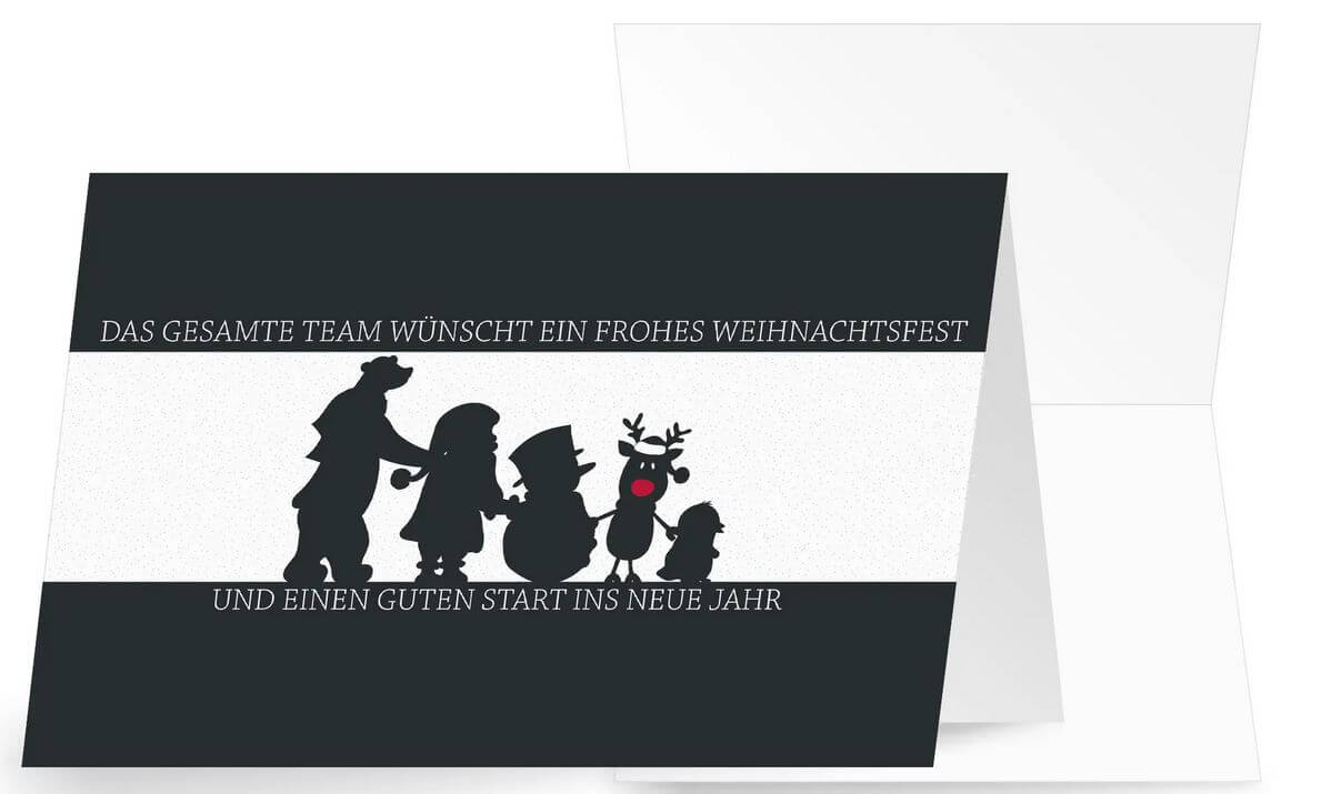 Lustige Weihnachtskarte mit geschäftlichen Weihnachtsgrüßen vom gesamten Team