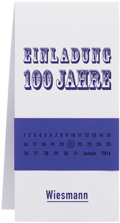 Blankokarte 21x10,5 cm DIN lang weiß/dunkelblau - Beispiel Einladung Jubiläumsfeier