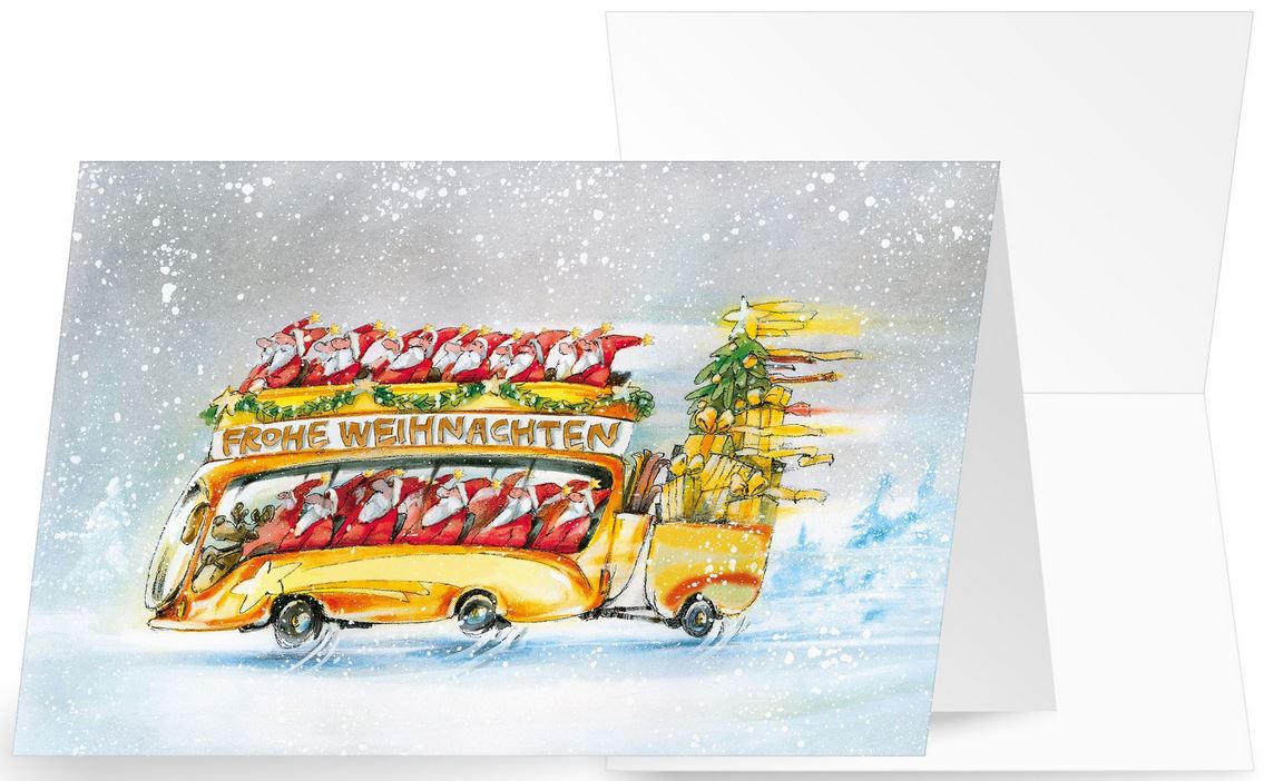 Fröhliche Branchenweihnachtskarte für Busreisen, Reiseveranstalter und Tourismus